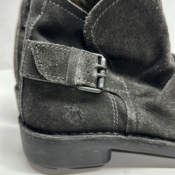 Fly London Ankle Boots Shoes Booties Suede Side Zip Buckle Gray Size 38 US 8 - Picture 5 of 11